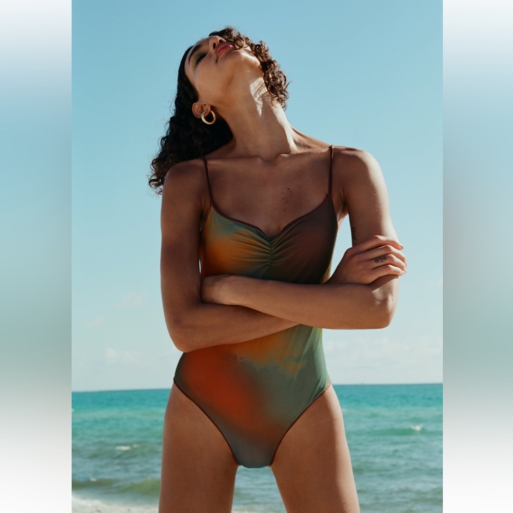 ZARA PRINTED TULLE SWIMSUIT
